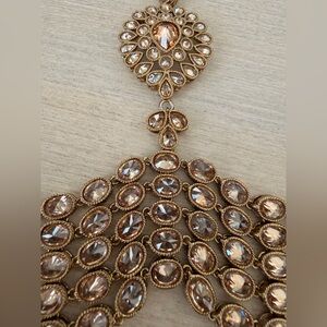 Elegant Gold-Bronze Statement Hand & Ring Chain Bracelet